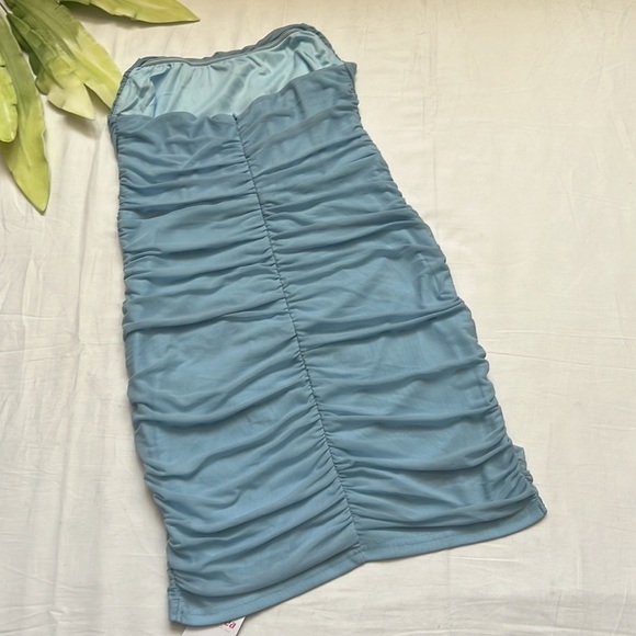 NWT PARTHEA Ruched Wrap Bodycon Mesh Tube Corset Dress - Picture 8 of 9